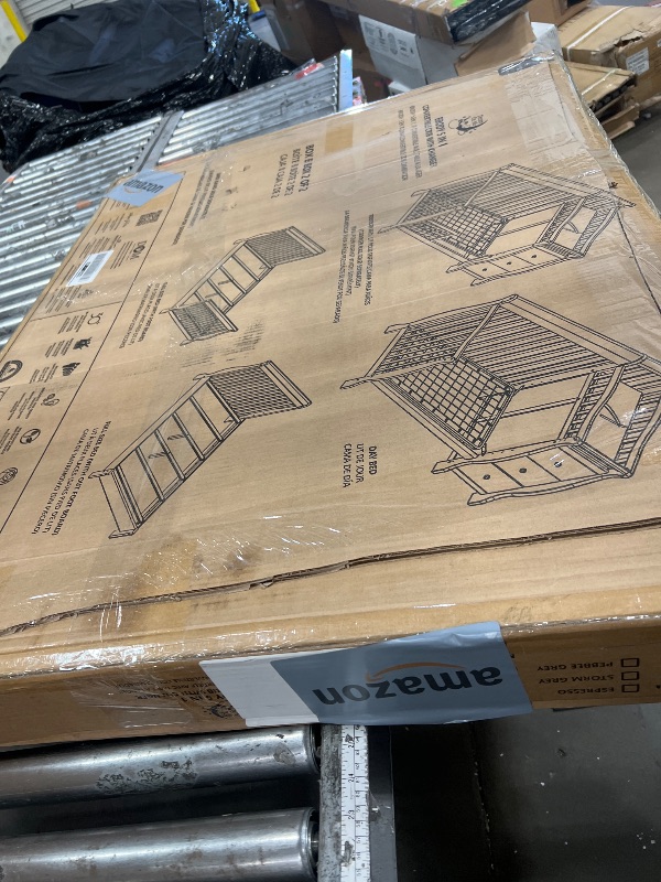 Photo 1 of *************INCOMPLETE ITEM, THIS IS ONLY BOX #2 OUT OF 2 TOTAL**************
Dream On Me Brody 5-in-1 Convertible Full-Size Baby Crib & 3-Drawer Changer in White, Pinewood, GreenGuard Gold & JPMA, 1” Changer Pad, 3 Mattress Heights, Converts to Toddler 
