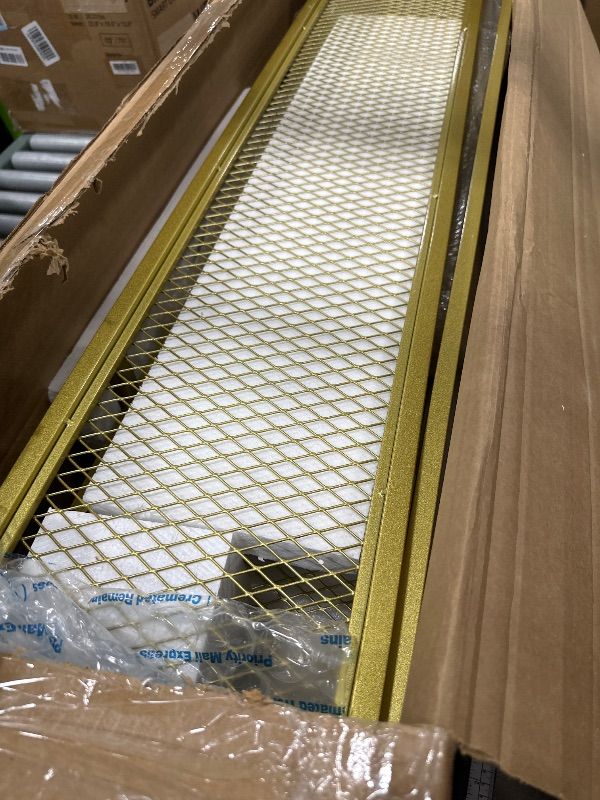 Photo 1 of *********************missing parts**************
GWLQRTXV Large 59in Wine Rack with LED Lights Wall Mounted Bottle Glass Holder, 3-Tiers Liquor Floating Shelves Display Storage Organizer Hanging Long Stemware Goblet Metal for Home Bar Golden