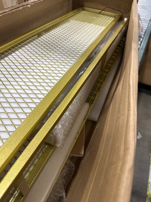 Photo 1 of *********************missing parts**************
GWLQRTXV Large 59in Wine Rack with LED Lights Wall Mounted Bottle Glass Holder, 3-Tiers Liquor Floating Shelves Display Storage Organizer Hanging Long Stemware Goblet Metal for Home Bar Golden