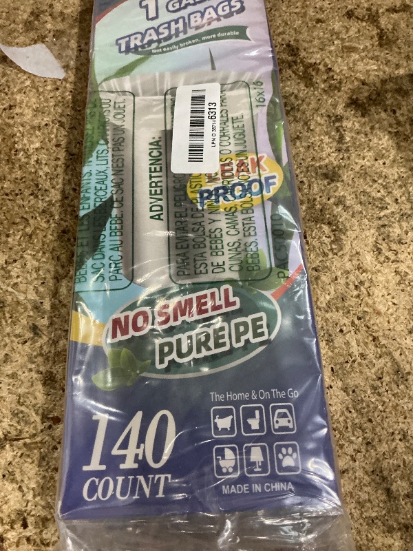 Photo 1 of 1 Gallon 140 pcs (0.8-1 Gal) Small Clear Trash Bags, Strong 0.8 Gallon 1 Gallon 1.2 Gallon Garbage Bags, Bathroom Trash Can Bin Liners,Mini Bags Waste Basket Liner,Fit 3,4.5 Liter, 0.8-1.2 Gal?1C140)