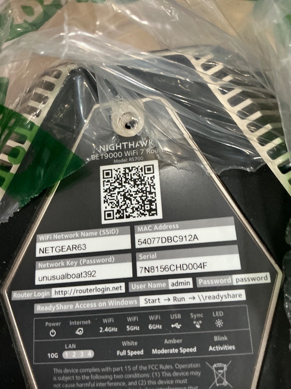 Photo 3 of NETGEAR Nighthawk Tri-Band WiFi 7 Router (RS700S) - Security Features, BE19000 Wireless Speed (up to 19 Gbps) – 10 Gig Internet Port - Covers up to 3,500 sq. ft. – 1-Year Armor & Free Expert Help