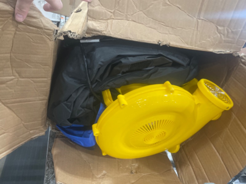 Photo 1 of WELLFUNTIME Inflatable Bounce House with Slide, 15.3ft x 14.7ft, Jumping Castle with Blower, Dartboard, Dual Basketball Hoop, Dual Kicking Boards, Jumping Area for 6 Kids