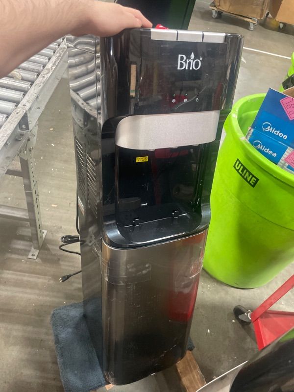 Photo 1 of ** For parts only ** Brio Bottom Loading Water Cooler Dispenser for 5 Gallon Bottles - 3 Temperatures with Hot, Room & Cold Spouts, Child Safety Lock, LED Display with Empty Bottle Alert, Stainless Steel