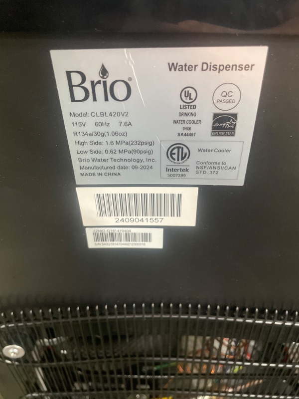 Photo 1 of ** For parts only ** Brio Bottom Loading Water Cooler Dispenser for 5 Gallon Bottles - 3 Temperatures with Hot, Room & Cold Spouts, Child Safety Lock, LED Display with Empty Bottle Alert, Stainless Steel