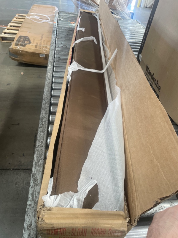 Photo 1 of ***INCOMPLETE***Meridian Furniture SloanBrown-Q Sloan Collection Modern | Contemporary Velvet Upholstered Queen Bed with Rich Soft Brown Velvet, Curved Headboard and Footboard, 66" W x 96" D x 45" H, Brown, Queen