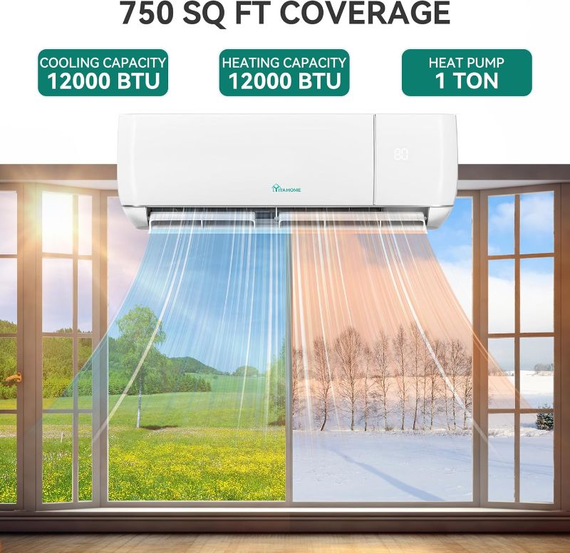 Photo 1 of ***INCOMPLETE***YITAHOME 12000 BTU Mini Split Air Conditioner Heat Pump System, Wifi Enabled 20 SEER2 115V Inverter Ductless AC Cool Up to 750 Sq. Ft, Compatible with Alexa, Complete Installation Kit, White