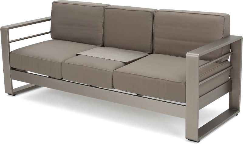 Photo 1 of ***********************missing compents and hardware***************
Christopher Knight Home Cape Coral Outdoor Loveseat Sofa with Tray, Khaki

