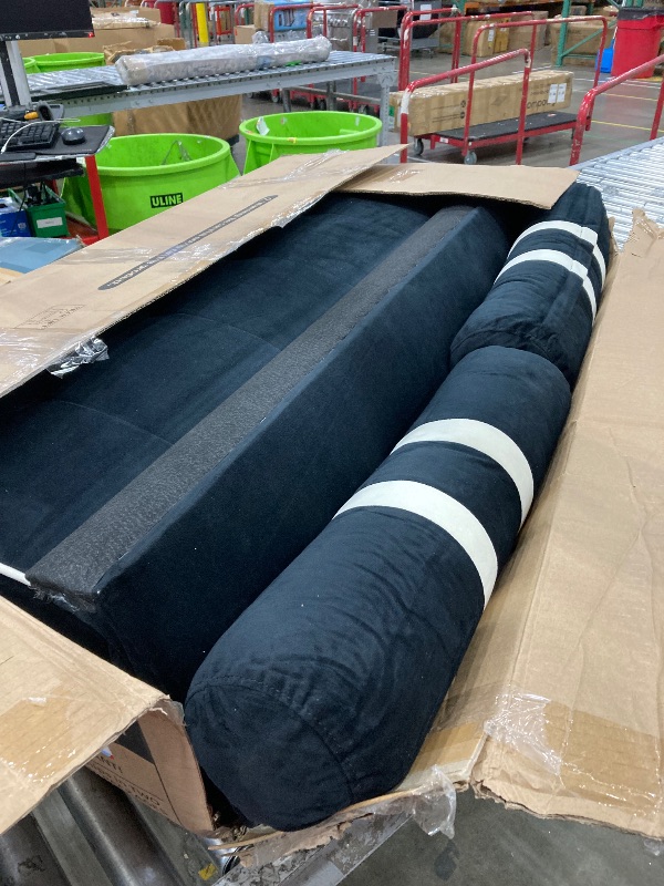 Photo 1 of **BOX 1 ONLY** Marsail Sofa Bed, 3-in-1 Convertible Sleeper Sofa, Futon Couch with USB Charging, Side Pockets & Adjustable Backrest, Pull Out Couch for Living Room, Apartment, Loveseat, Velvet Fabric, Black
