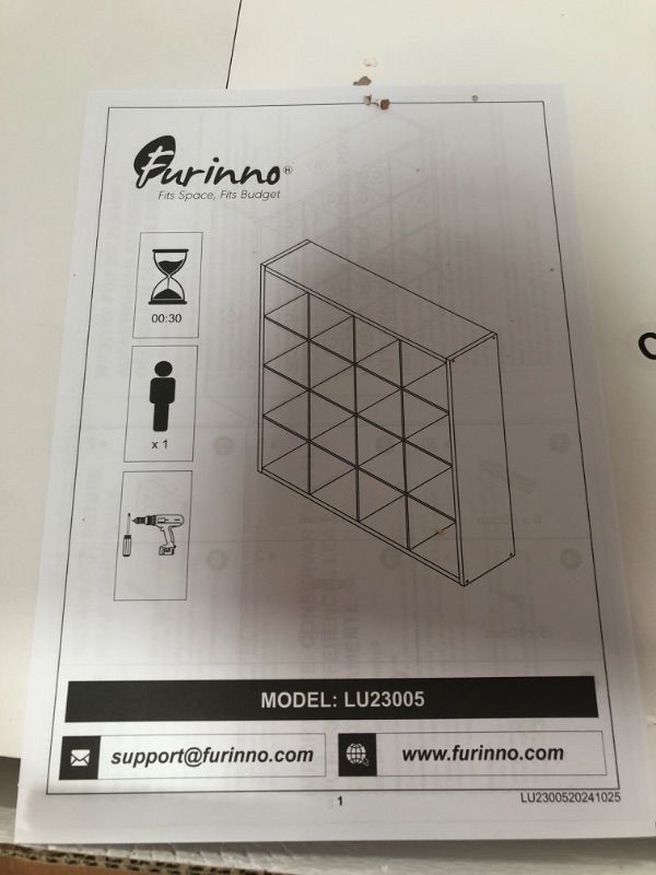 Photo 1 of ************NEW, BUT HAS DAMAGED PIECES*************
Furinno Cubic Open Back Multipurpose Clothing & Closet Storage Organizer Shelf, 16-Cube, White