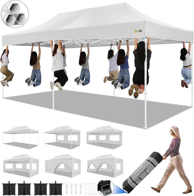 Photo 1 of **********************Missing a wall and It’s ripped on top****************
HOTEEL 10x20 Pop up Canopy Tent for Parties, Heavy Duty Easy Setup Tent with 6 Sidewalls, Outdoor Commercial Instant Gazebo for Wedding Event, with Roller Bag & Sand Bags, White(H