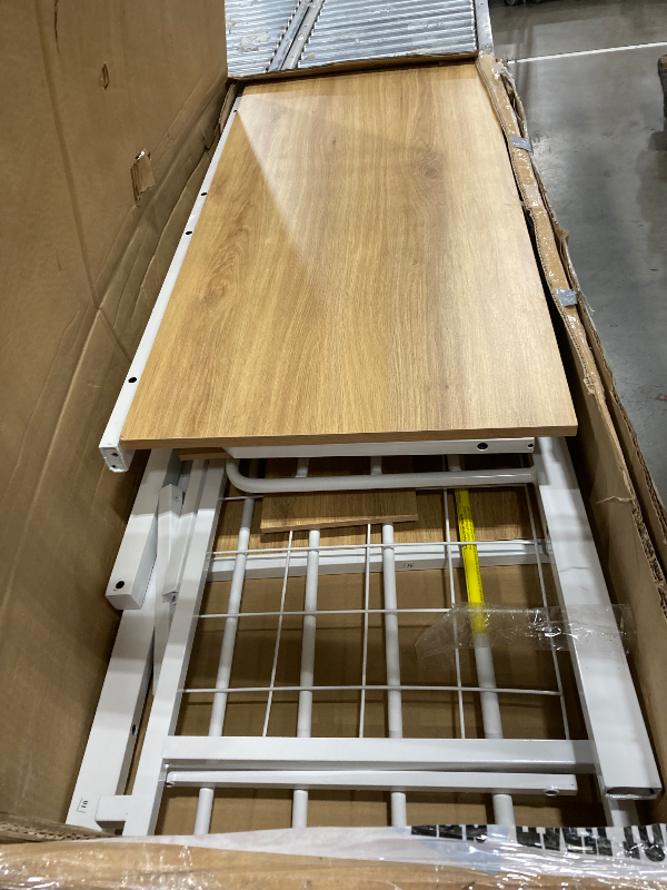 Photo 1 of *** PARTS ONLY**** Metal Twin Size Loft Bed with Desk and Stairs,Heavy Duty Loft Bed Frame with Wardrobe and LED Lights,Loft Bed Twin Size with Storage Shelves for Kids,Teens,Adults,Space Saving,White