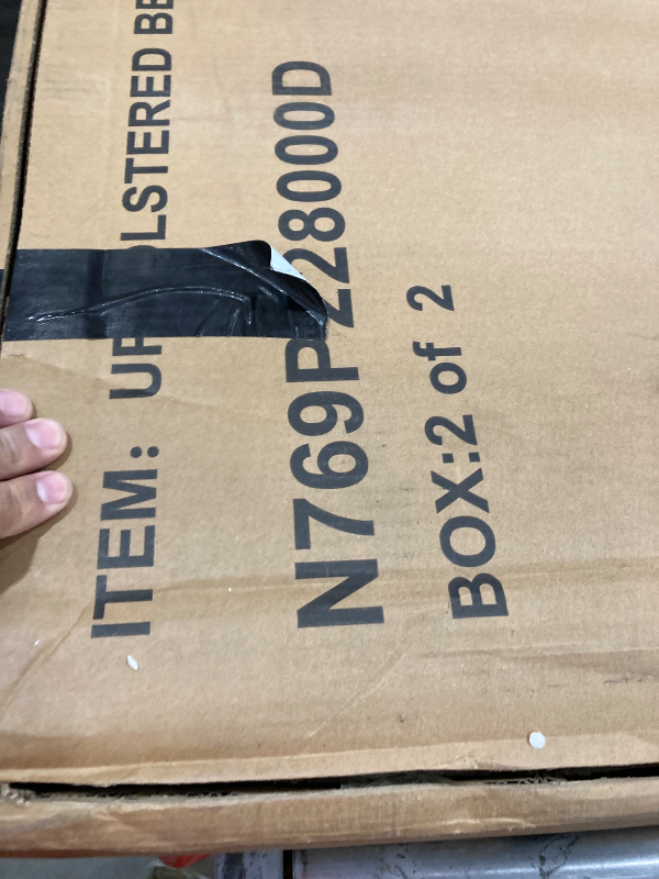 Photo 1 of ** BOX 2 OF 2  ONLY ** Merax Boucle Upholstered Bed, King Bed Frame and Headboard, Platform Bedframe, No Box Spring Required, Easy Assembly, White