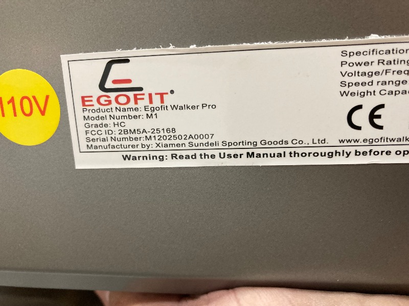 Photo 1 of *****************FOR PARTS ONLY- Does not turn on*************
EGOFIT: Walker Pro M1 - Cool Grey - Under Desk Walking Pad Treadmill, 5% Incline, LCD Display, Remote Control, Home & Office, 220lb Cap, 0.6-3.1mph