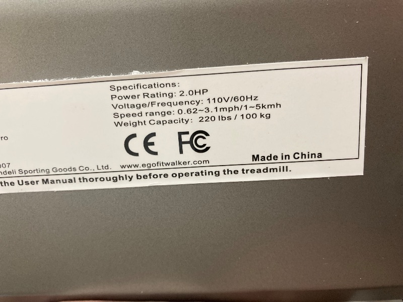 Photo 1 of *****************FOR PARTS ONLY- Does not turn on*************
EGOFIT: Walker Pro M1 - Cool Grey - Under Desk Walking Pad Treadmill, 5% Incline, LCD Display, Remote Control, Home & Office, 220lb Cap, 0.6-3.1mph