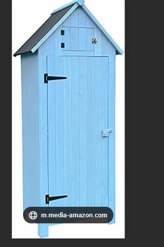 Photo 1 of ***SOLD FOR PARTS***Berry&Bird Small Outdoor Storage Shed, Woodn Garden Storage Caninet Waterproof Vertical Sheds with Floor, Lock & Shelves, Mini Outside Tool Tinyhouse for Patio Backyard Lawn BLUE,25.9”x 21.9”x 72.6”)