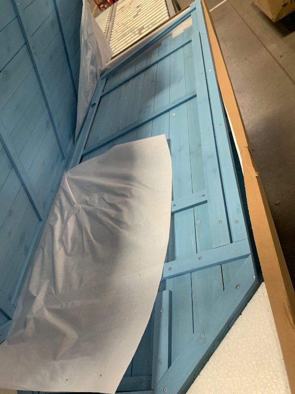 Photo 1 of ***SOLD FOR PARTS***Berry&Bird Small Outdoor Storage Shed, Woodn Garden Storage Caninet Waterproof Vertical Sheds with Floor, Lock & Shelves, Mini Outside Tool Tinyhouse for Patio Backyard Lawn BLUE,25.9”x 21.9”x 72.6”)