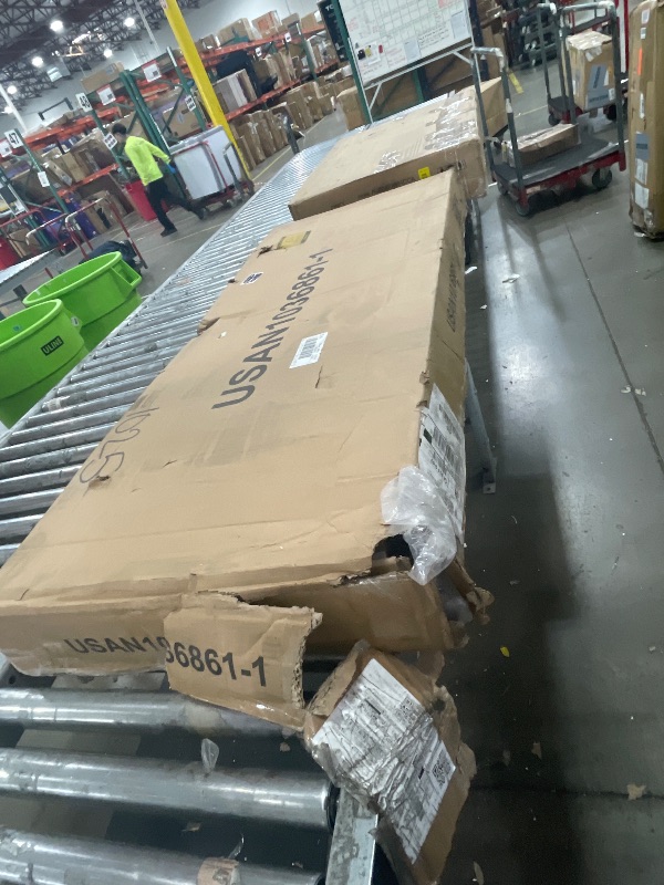 Photo 1 of ***SET INCOMPLETE*** JUST BOX 1 ONLY***

Decofy Full Size LED Platform Bed Frame with Soft-Glow Mood Lighting & Adjustable Upholstered Headboard, Modern Linen Bed with Storage Drawers, Heavy Duty Metal Support, No Box Spring Needed, Grey