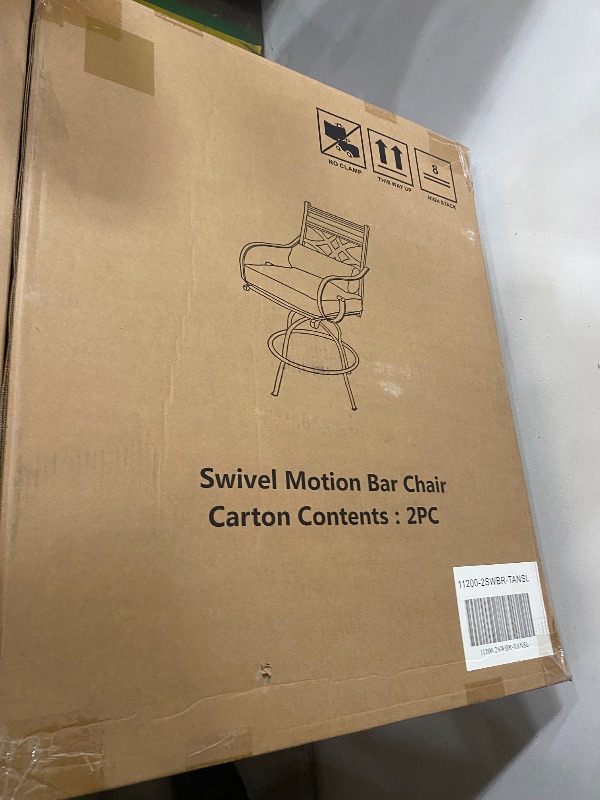 Photo 1 of *BOX 1 AND 2 **
BAR HEIGHT DINING TABLE WHIT 2 SWIVEL MOTION BAR CHAIR 