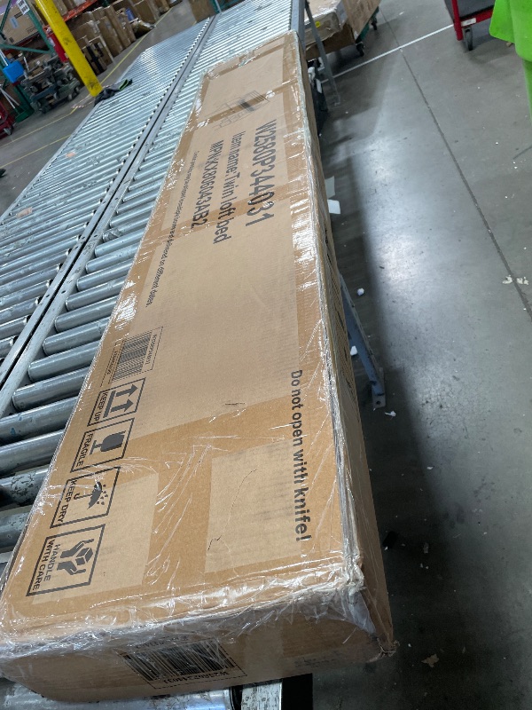 Photo 1 of ***PARTIAL SET ** BOX 2 ONLY***
KEIKI Twin Size Metal Loft Bed Frame with Convertible Staircase, Built-in Storage Shelves and Wardrobe, Loft Bed with Solid Slats, Guardrail, No Box Spring Required, Easy Assembly, for Bedroom, Black