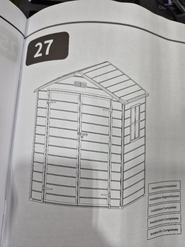 Photo 1 of ***INCOMPLETEITEM, THIS IS ONLY BOX #1 OUT OF 2 TOTAL***********
YITAHOME Outdoor Resin Storage Sheds with X-Shaped Lockable Door, 39 in Height Lockable Waterproof Horizontal Shed w/o Shelf, Easy to Assemble Shed Storage for Garden Tools, Light Gray