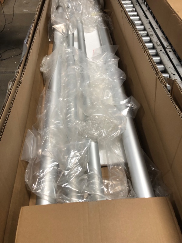Photo 1 of **ONLY THE POLES**WEPDIY Portable Pipe and Drape Heavy Duty Backdrop Stand, ADJ Metal Frame and Heavy Metal Base for Wedding, Birthday Party, Photography Backdrop(Tall-12FT & 2*CrossBar-12FT & Hangers)