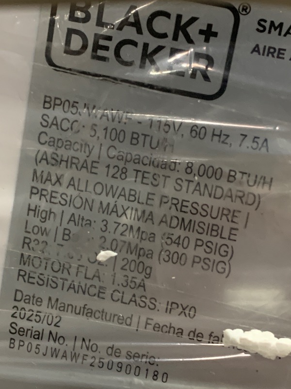 Photo 1 of (tested)(powers on) BLACK+DECKER 8,000 BTU Portable Air Conditioner with Wifi & Remote Control, 3-1-in AC, Fan & Dehumidifier, with App, Alexa & Google Assistant, Window Kit