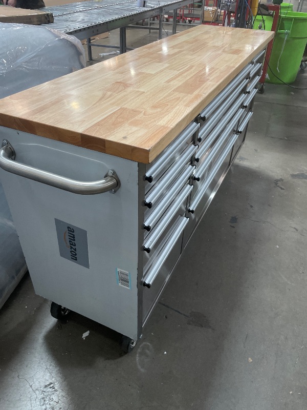 Photo 1 of (see images for damage) CHETTO C 72 inch Tool Chest Tool Box Mobile 15 Drawers Storage Rolling Cabinet with Wheels Lock Key Locking System Drawer Liners for Garage Warehouse Repair Shop
