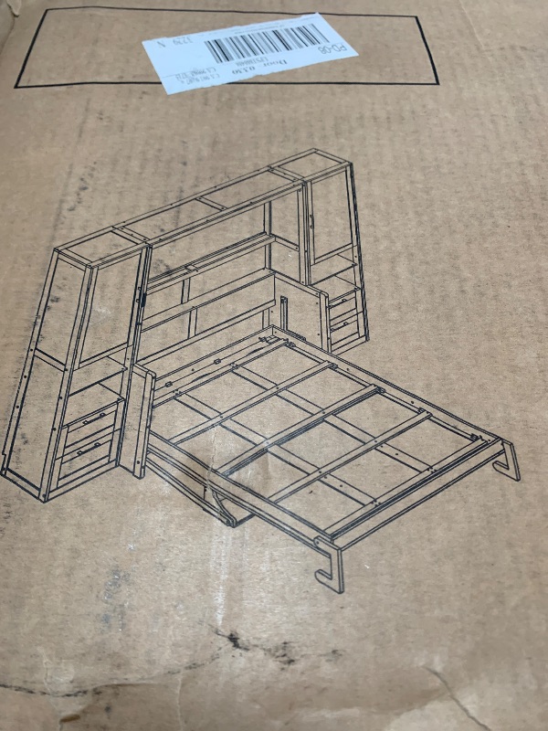 Photo 1 of (for parts, multiple boxes, unknown missing) Harper & Bright Designs Full Size Murphy Bed, can be Folded into a Cabinet, Gray