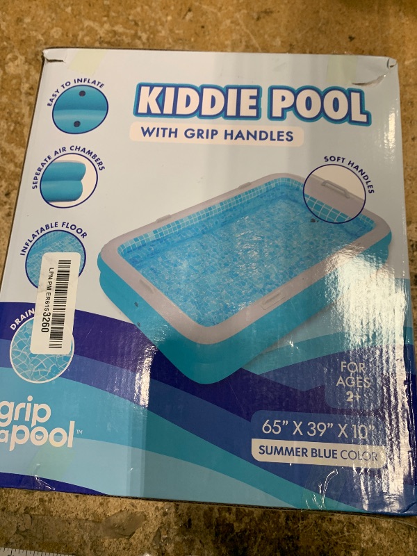 Photo 1 of 2-in-1 Inflatable Kiddie Pool, 65"x39"x10" (5'5") Soft Cushioned Floor, Handles, Drain, Shallow Rectangular Blowup Swimming Pool for Kids Age 2+ Toddler Ball Pit, Small Adult Backyard Tanning Pool