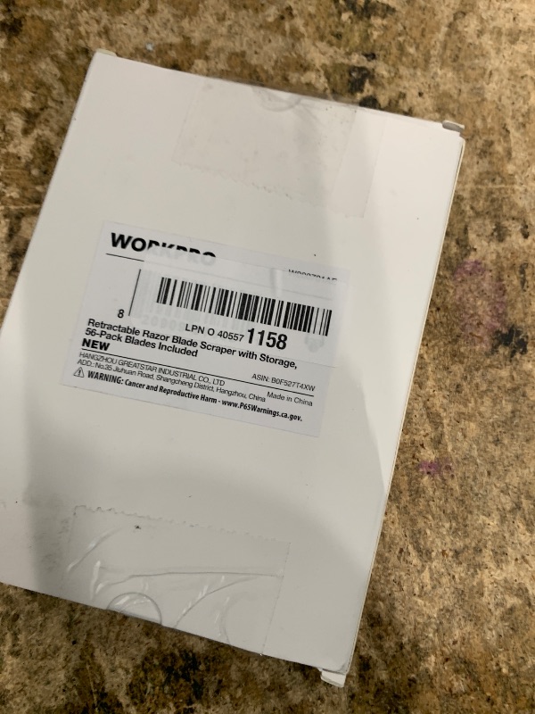 Photo 1 of (UNUSED) WORKPRO Retractable Razor Blade Scraper with 56 Blades, Built-in Storage Cleaning Scraper Tool for Paint Stickers Adhesive Glass Ceramic Wood