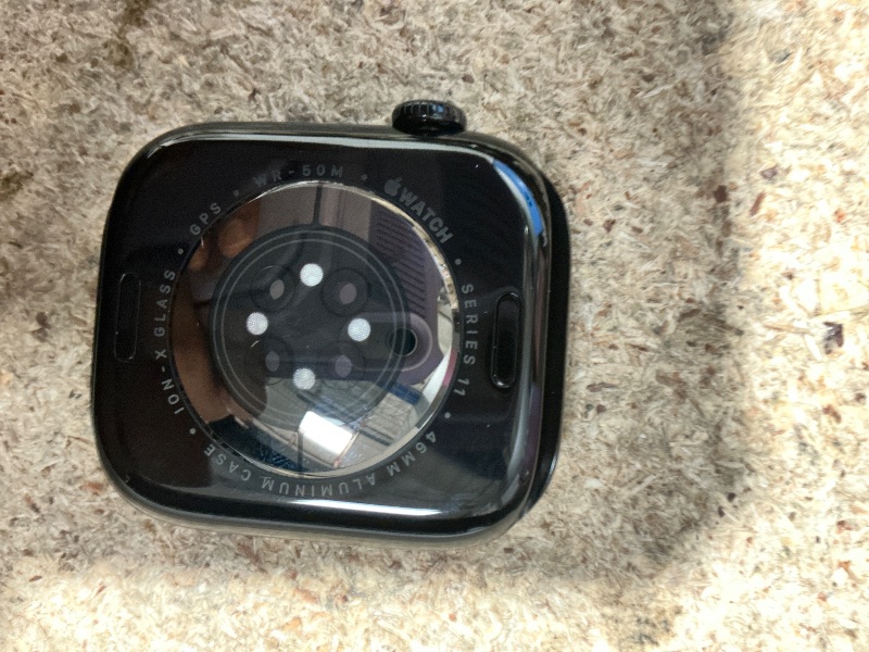 Photo 1 of *UNABLE TO TEST/ NO CHARGER** Apple Watch Series 11 [GPS 46mm] Smartwatch with Jet Black Aluminum Case with Black Sport Band - M/L. Sleep Score, Fitness Tracker, Health Monitoring, Always-On Display, Water Resistant