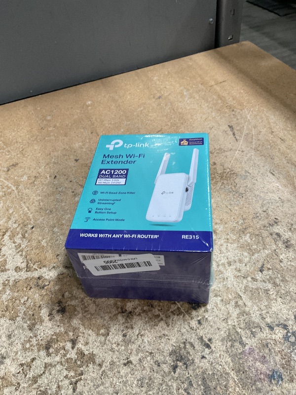 Photo 1 of *FACTORY SEALED* TP-Link AC1200 WiFi Extender, 2025 Wirecutter Best WiFi Extender, 1.2Gbps Home Signal Booster, Dual Band 5GHz/2.4GHz, Up to 1600 Sq.ft and 32 Devices, EasyMesh Compatible, One Ethernet Port (RE315)