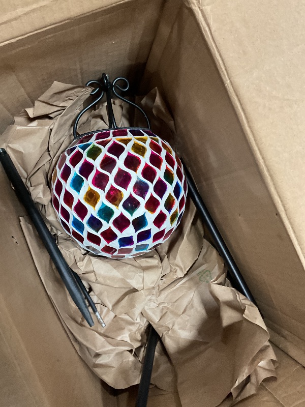 Photo 1 of (USED/FAIR) Sunnydaze 10-Inch Solar Gazing Ball for Garden - Glass Outdoor Gazing Globe - Summer Trellis
