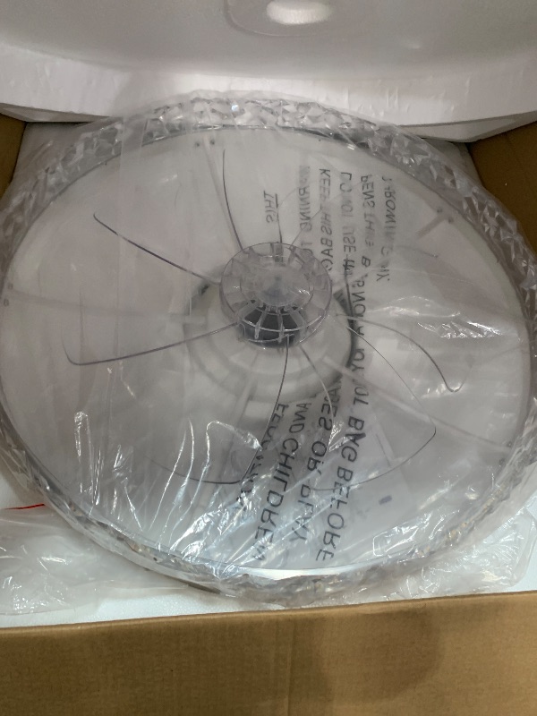 Photo 1 of (untested) (hardwire required) VOLISUN Fandelier Ceiling Fans with Light, 23.6in Low Profile Ceiling Fan with Light and Remote, 3000K-6500K Dimmable Bladeless Ceiling Fan Flush Mount, White Modern Ceiling Fans for Bedroom