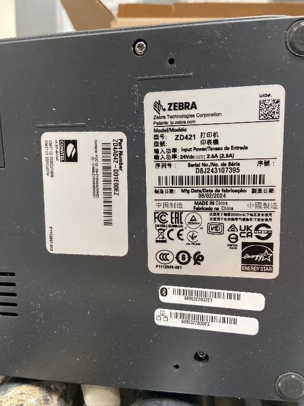 Photo 1 of Zebra ZD421 Thermal Transfer Desktop Printer 203 dpi Print Width 4-inch USB Ethernet ZD4A042-301E00EZ (Renewed)