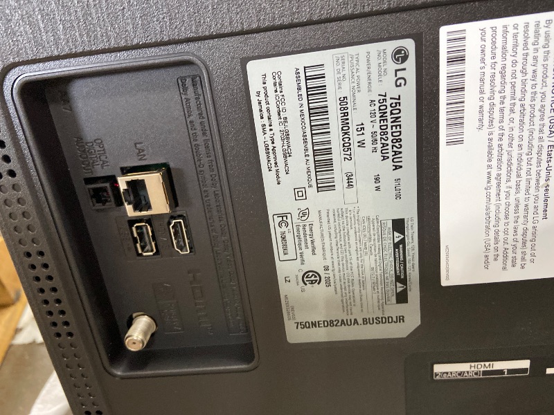 Photo 1 of ************SCREEN DESTROYED-NON-FUNCTIONAL, FINAL SALE************
LG 75-Inch Class QNED AI 4K QNED82A Series Smart TV w/AI Sound, HDR10, 4K Super Upscaling, Filmmaker Mode, Wow Orchestra, Alexa Built-in (75QNED82AUA, 2025)