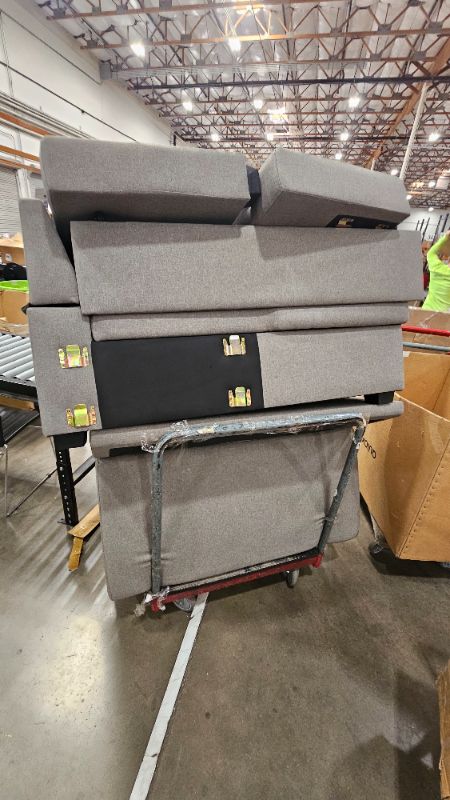 Photo 1 of ***BOX 1 OF 2 ONLY***Lexicon Mid Century Modern Sectional Sleeper Sofa Bed Couch with Storage Chaise, Sectional Sofa Pull Out Couch Bed, Sectional Couch Lounge Sofa for Living Room Apartment, Left Side Chaise, Gray