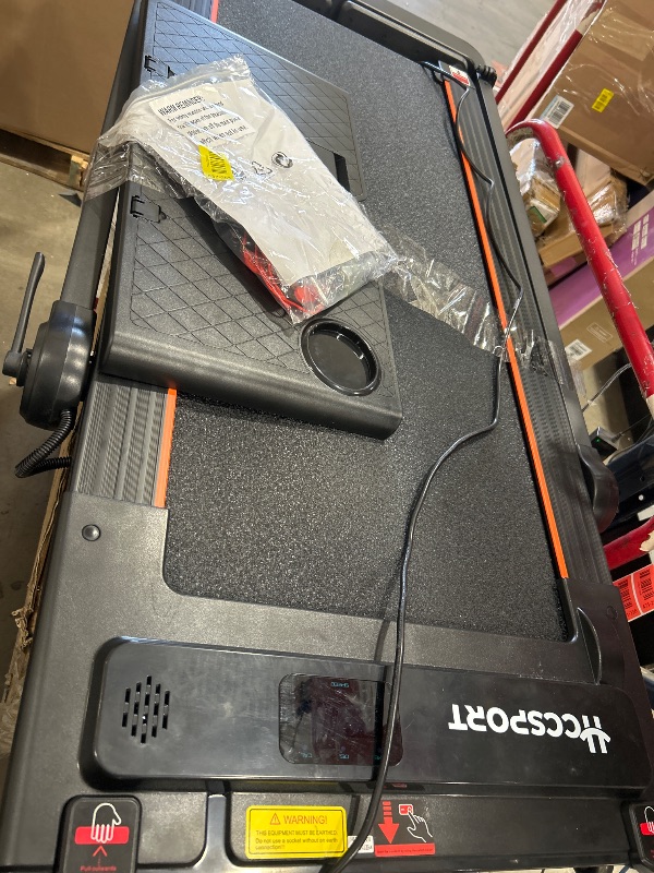 Photo 1 of Hccsport Treadmill with Incline, 3 in 1 Under Desk Treadmill Walking Pad with Removable Desk Workstation 3.5HP Foldable Compact Walking Treadmills for Home Small Office with Wristband Remote Control