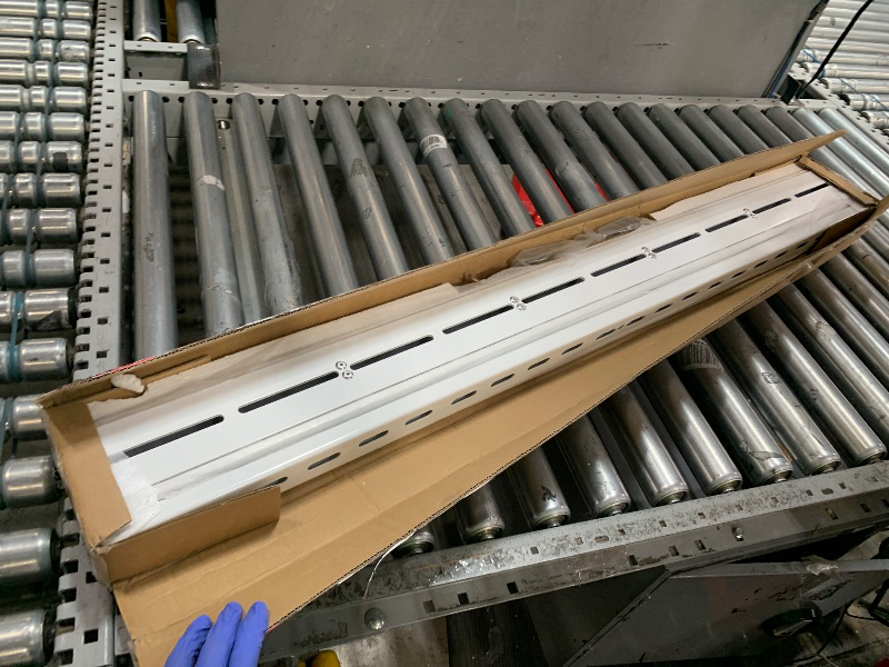 Photo 1 of (PARTAIL SET) TORACK Garage Ceiling Bin Storage Rack, Overhead Tote Storage Rail System Heavy Duty Adjustable Tote Slide Rails Garage Bins Storage System(White, Bins are not included)