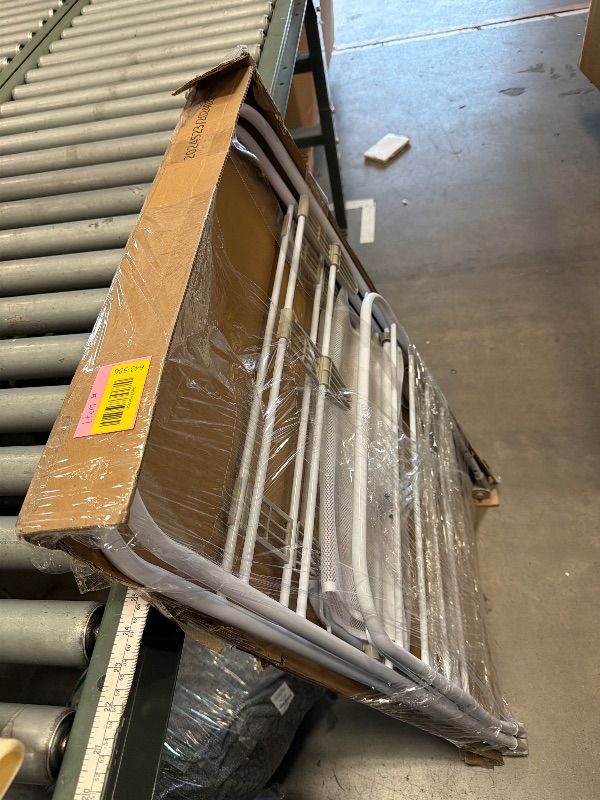 Photo 1 of *USED BENT*Honey-Can-Do Heavy-Duty Foldable Laundry Drying Rack – Portable Shoes & Clothes Rack for Indoor & Outdoor Use, Space-Saving Design, Easy to Fold Gullwing Design, Sturdy Metal, 50lb. Capacity, White