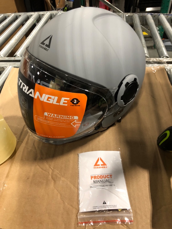 Photo 1 of **** CLEAR VISOR DOEST STAY IN PLACE *** TRIANGLE Full Face Motorcycle Helmets,Off-Road Motocross Helmet for Men & Women,Dual Visor with Internal Tinted Sunshield,Open Face 3/4 Adult Racing Helmet DOT Approved(Gray,L)