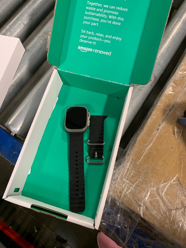 Photo 1 of **Used, no charger, missing parts.**Apple Watch Ultra [GPS + Cellular 49mm] Titanium Case with Midnight Ocean Band, One Size (Renewed Premium)