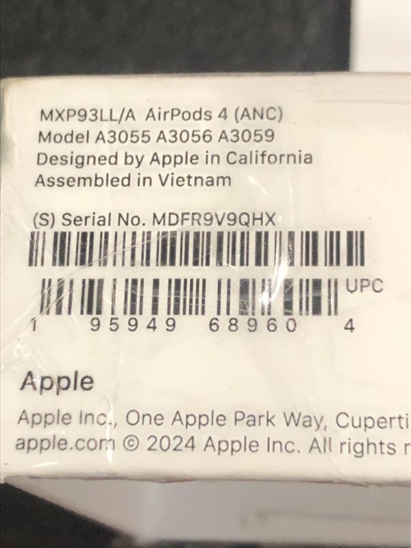 Photo 1 of **Used, no charger, missing parts**Apple AirPods 4 Wireless Earbuds, Bluetooth Headphones, with Active Noise Cancellation, Adaptive Audio, Transparency Mode, Personalized Spatial Audio, USB-C Charging Case, Wireless Charging, H2 Chip