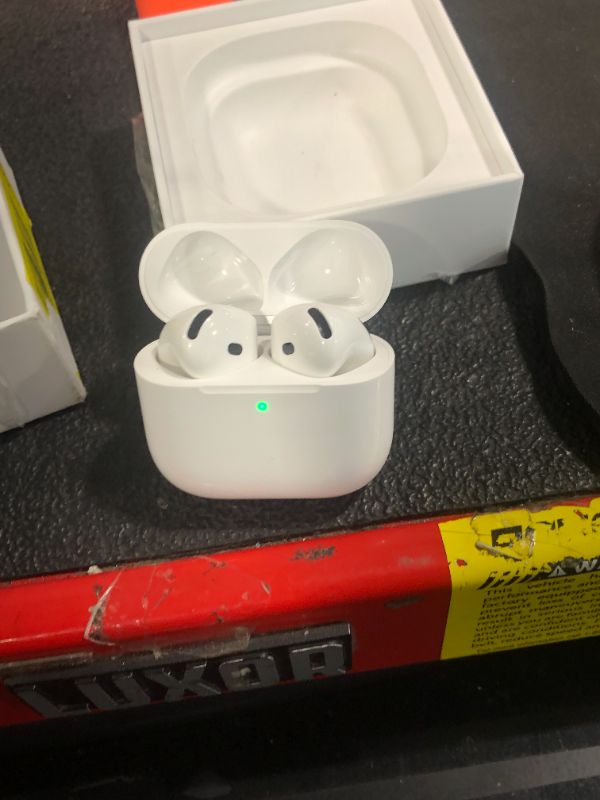 Photo 1 of **Used, no charger, missing parts**Apple AirPods 4 Wireless Earbuds, Bluetooth Headphones, with Active Noise Cancellation, Adaptive Audio, Transparency Mode, Personalized Spatial Audio, USB-C Charging Case, Wireless Charging, H2 Chip