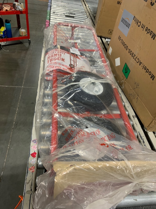 Photo 1 of ***it was missing part - the axel was not in the package***SIMPLI-MAGIC Steel Pneumatic Hand Truck Dolly, 600LBS – Convertible Heavy-Duty Moving Dolly Cart with 10" Wheels – Stable, Smooth Movement, Premium American Red Finish