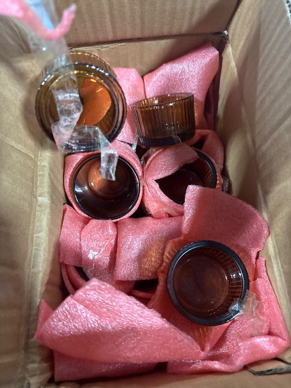 Photo 1 of **MISSING PARTS**
20pcs Assorted Votive Candle Holders for Tea Light Candles, Amber Glass Tea Light Candle Holders Set, Decorative Ribbed Tealight Holder for Wedding Table Decor, Dining Room, Valentine's Day, Birthday