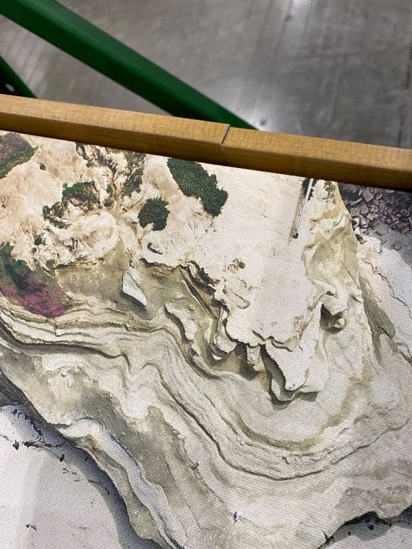 Photo 1 of *MINOR DAMAGE - USED*
Kate and Laurel Sylvie La Jolla Curves Framed Canvas Wall Art by Rachel Bolgov, 23x33 Natural, Decorative Coastal Beach Art for Wall