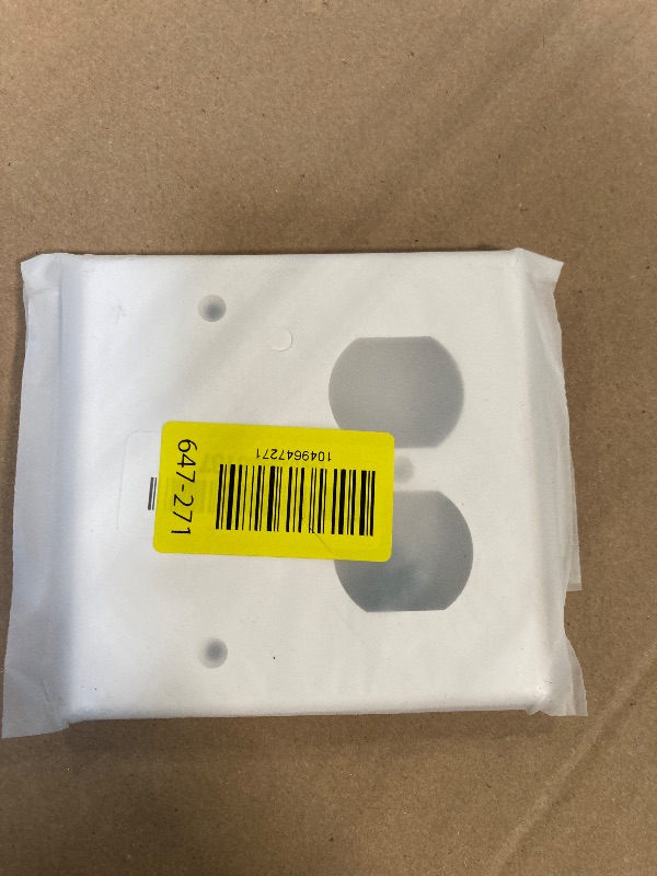 Photo 1 of [2 Pack] BESTTEN 2-Gang Combination Light Switch Wall Plate, 1-Duplex/1-Blank Standard Size, Unbreakable Polycarbonate Receptacle Outlet Cover, White