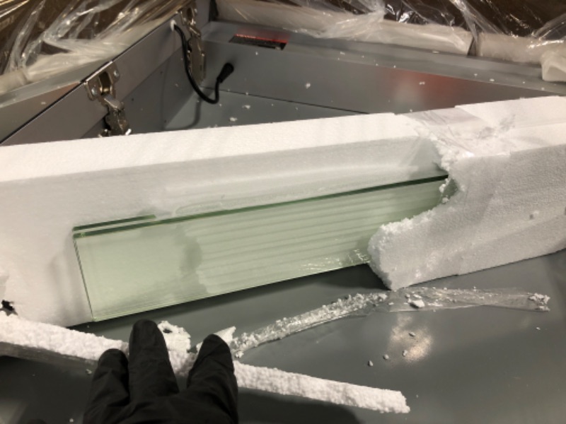 Photo 1 of ** MISSING INSTRUCTIONS. DOES NOT LIGHT UP**
VEVOR Lighted Medicine Cabinet with Mirror, 36 x 30 in Recessed or Wall Mount, 3 Color Dimmable LED Bathroom Medicine Cabinet with HD Mirror, Clock, Adjustable Shelve Storage, Memory Defog Function