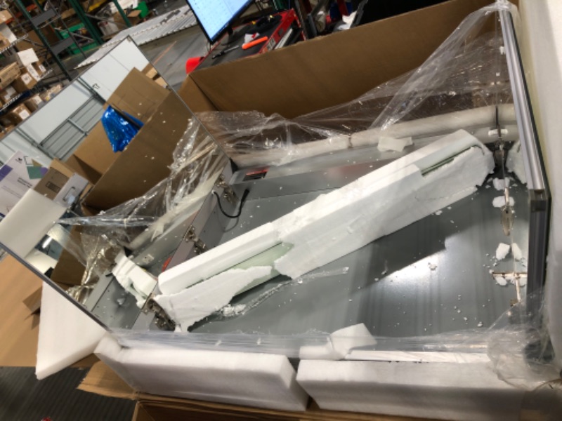 Photo 1 of ** MISSING INSTRUCTIONS. DOES NOT LIGHT UP**
VEVOR Lighted Medicine Cabinet with Mirror, 36 x 30 in Recessed or Wall Mount, 3 Color Dimmable LED Bathroom Medicine Cabinet with HD Mirror, Clock, Adjustable Shelve Storage, Memory Defog Function